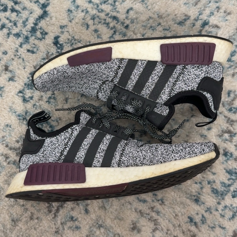 Men’s Adidas NMD R1 Black and Purple Knit Shoes